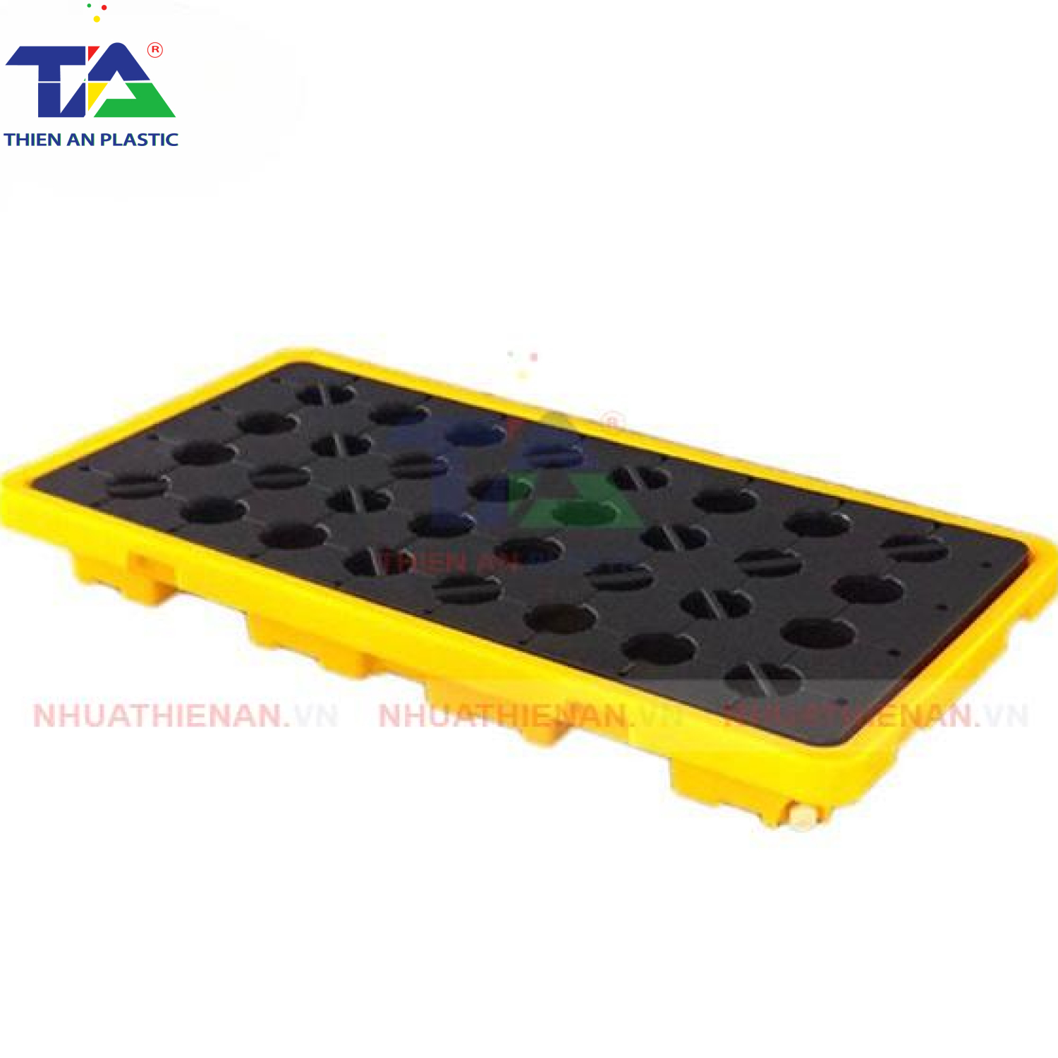 Pallet Nhựa Chống Tràn 2 Phuy Thấp(KT: 1300 x 680 x 150mm)