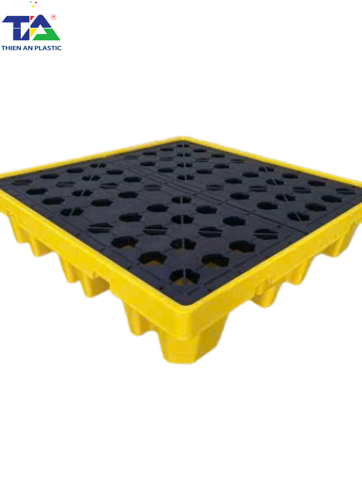 Pallet Nhựa Chống Tràn 4 Phuy Cao (KT: 1300 x 1300 x 300mm)