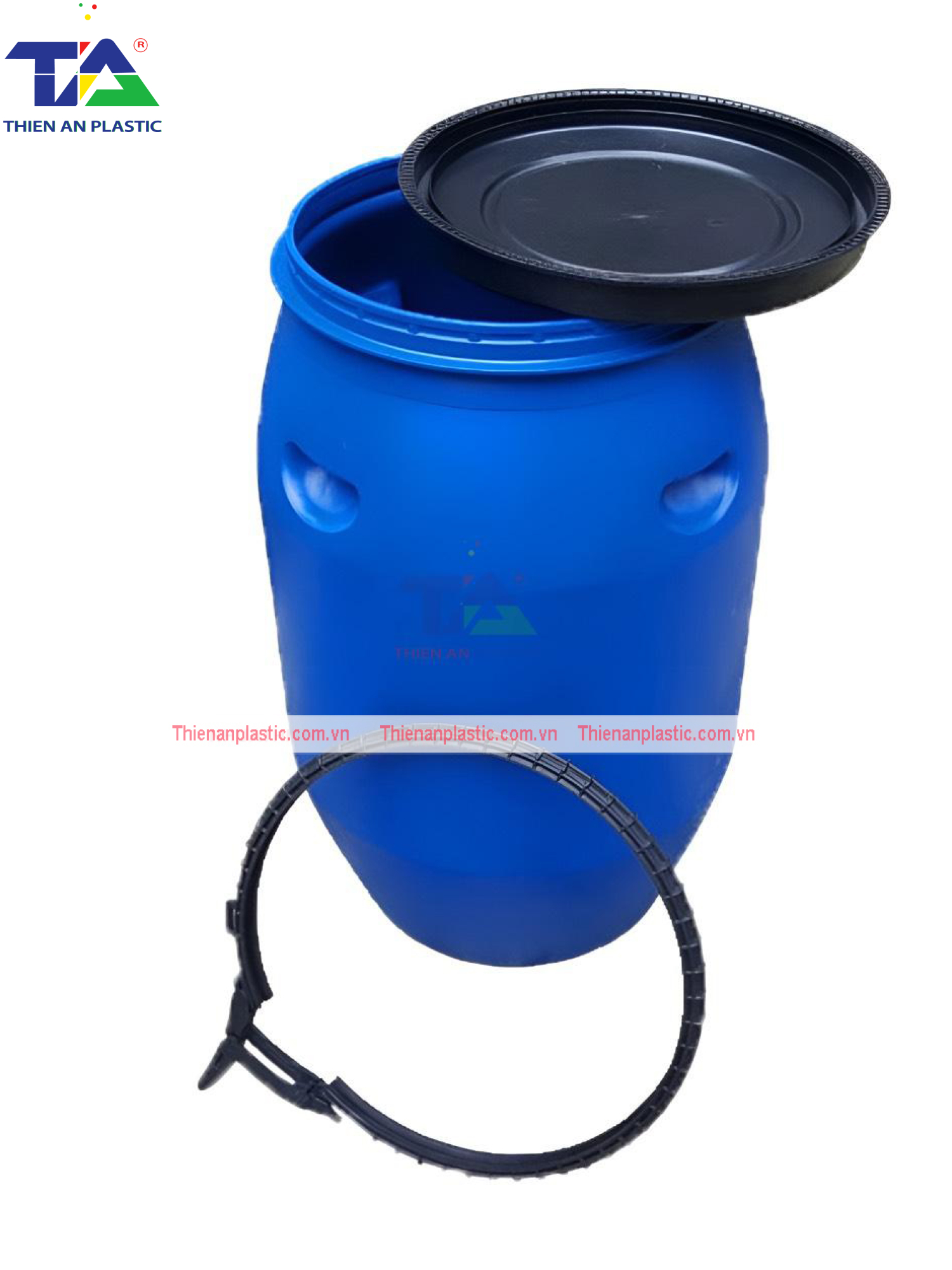 Thùng Phuy Nhựa 120 Lít Đai Nhựa (KT: Ø380  x Ø430 x H760 mm)