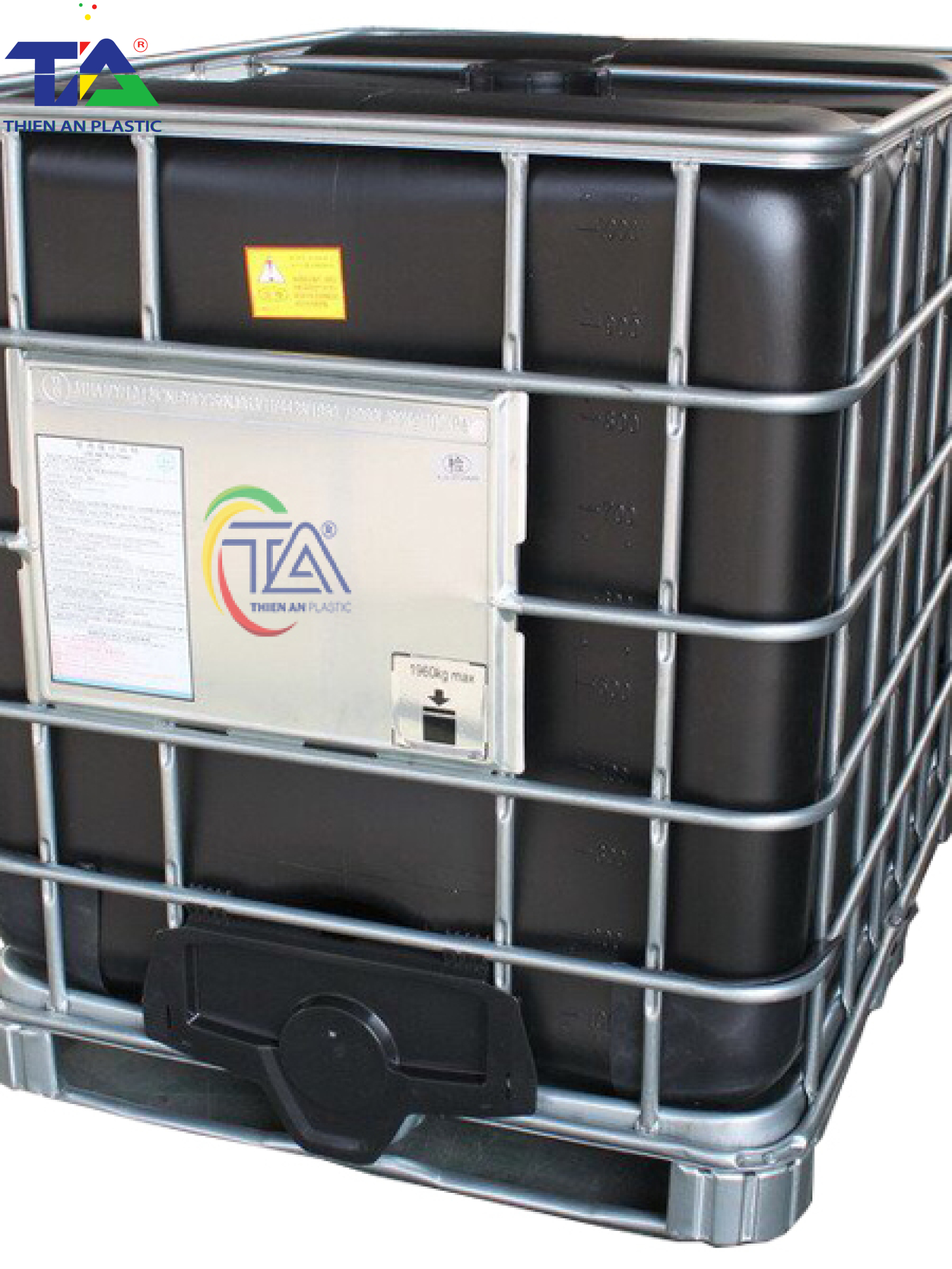 Tank Nhựa IBC 1000 Lít Màu Đen (KT: 1186 X 1000 x 1200mm)