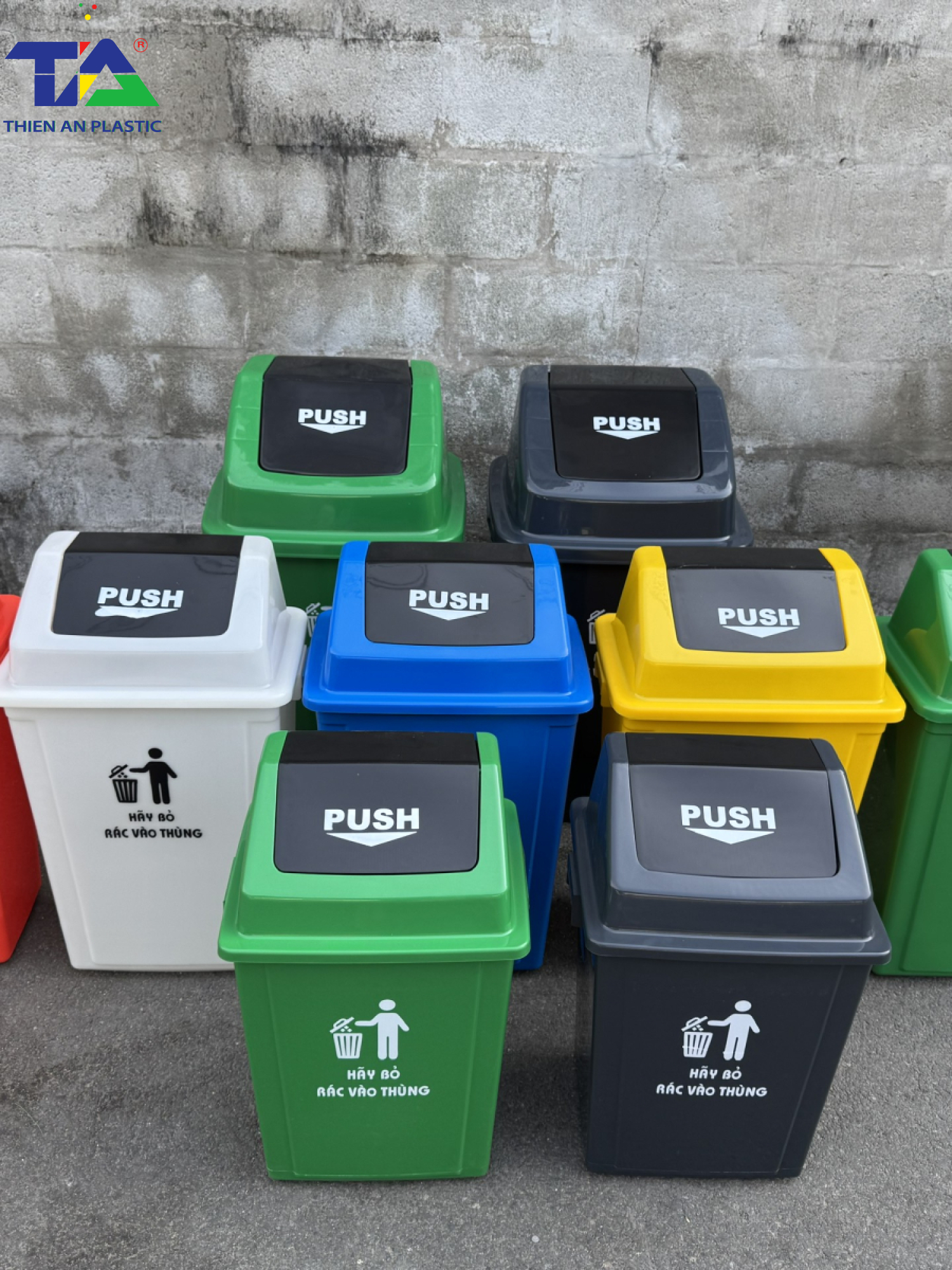 Thùng Rác Nắp Lật Push 60L (KT: 465 x 322 x 748mm)