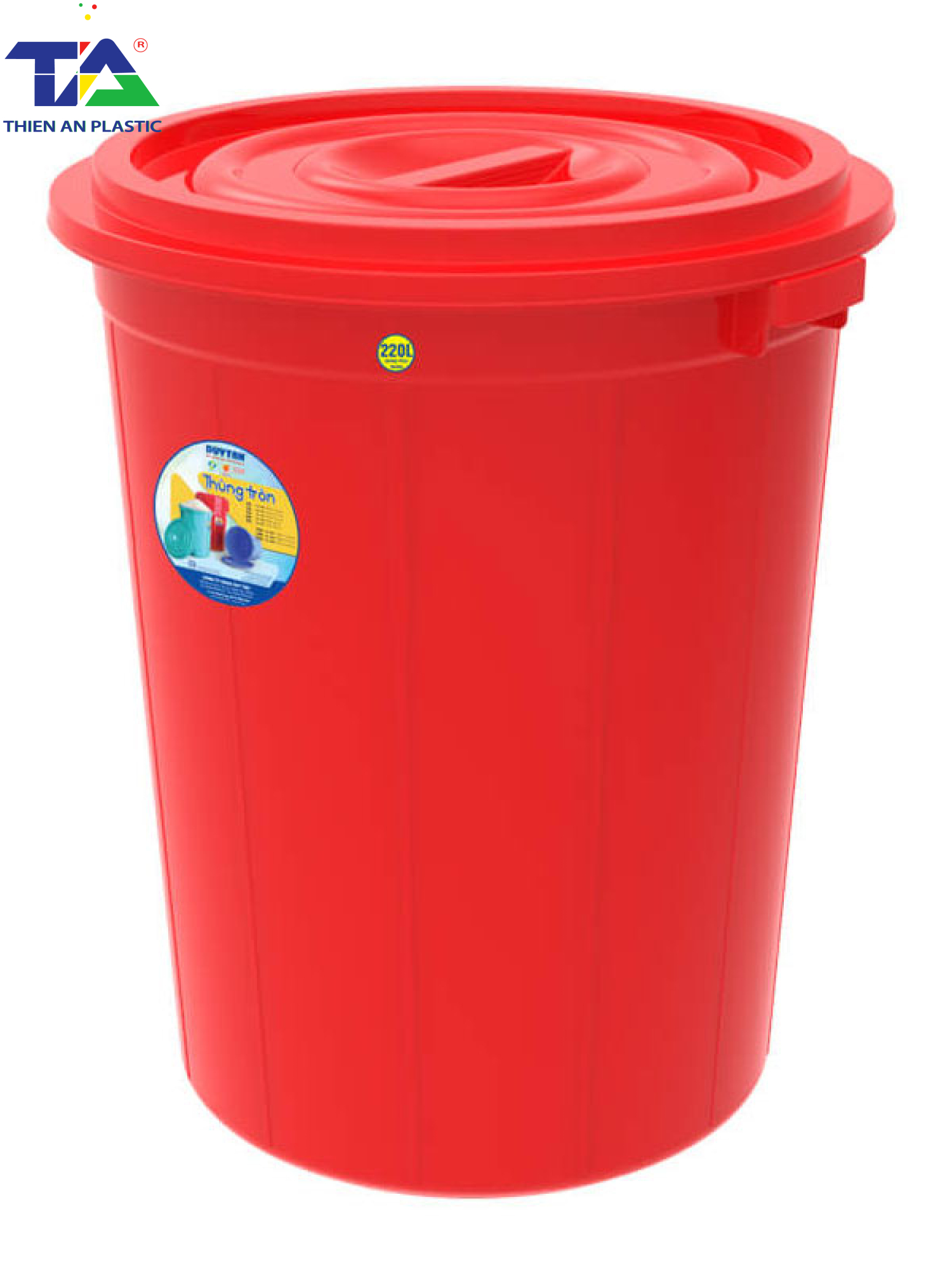 Thùng Tròn Có Nắp 220L (KT: 720 x 720 x H855 mm)