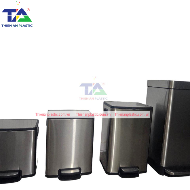 Thùng Rác Inox Đạp Chân Vuông 16 Lít