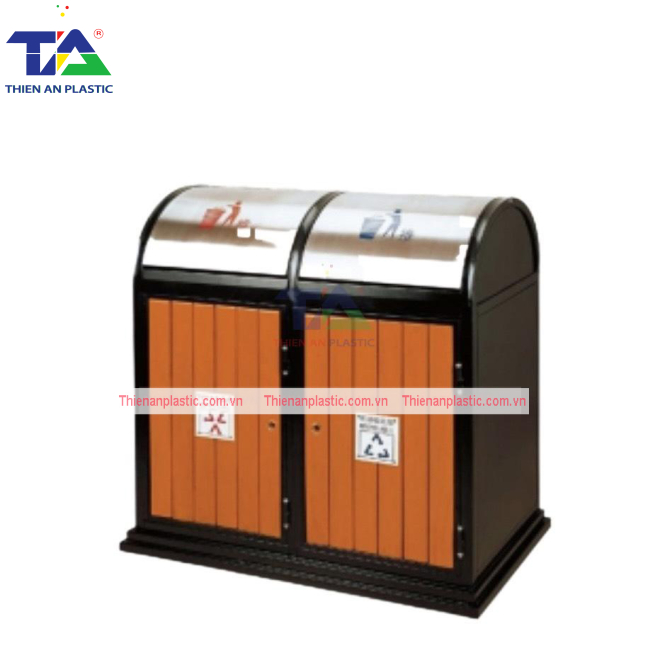 Thùng Rác Giả Gỗ 2 Ngăn