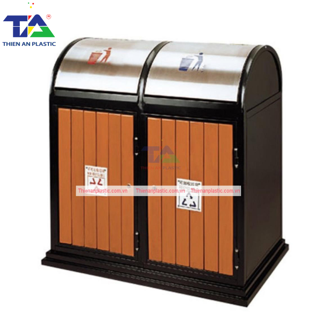 Thùng Rác Giả Gỗ 2 Ngăn