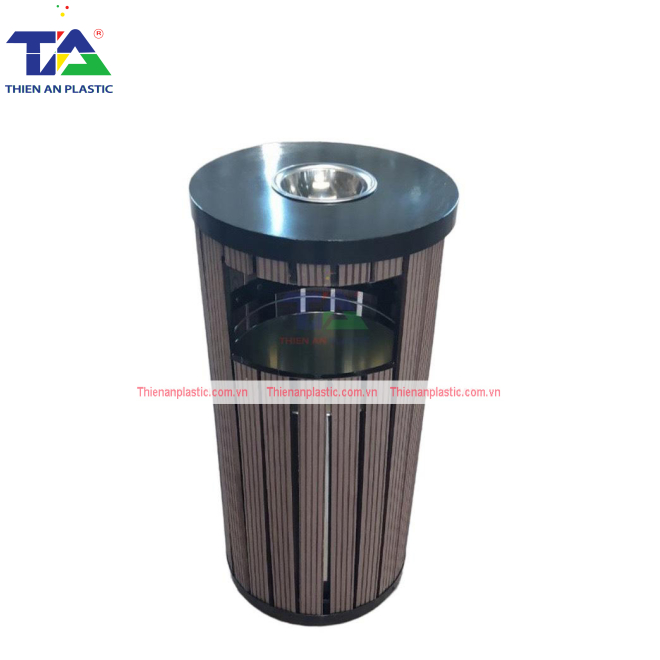 Thùng Rác Giả Gỗ Hình Tròn