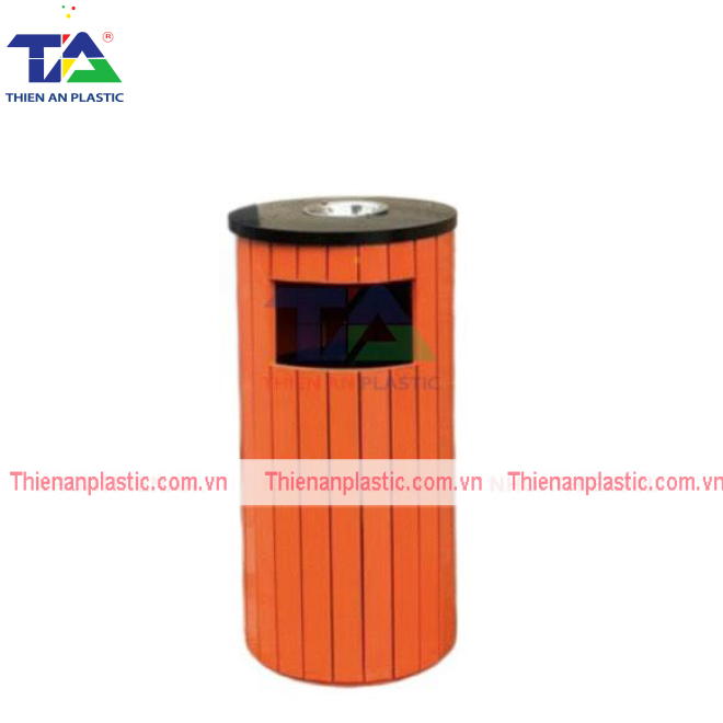 Thùng Rác Giả Gỗ Hình Tròn