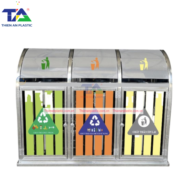 Thùng Rác Inox 3 Ngăn