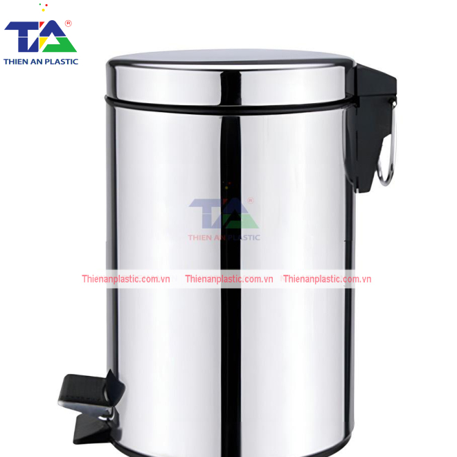 Thùng Rác Inox Đạp Chân Tròn 12 Lít