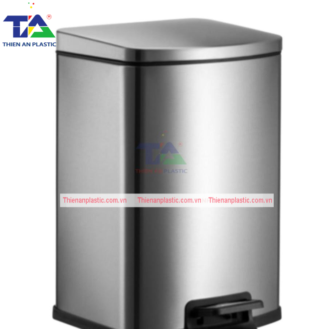 Thùng Rác Inox Đạp Chân Vuông 12 Lít