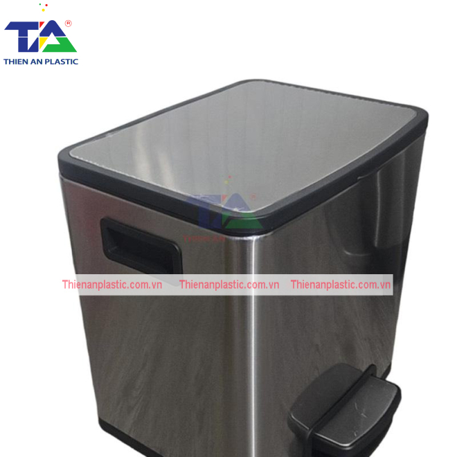 Thùng Rác Inox Đạp Chân Vuông 12 Lít
