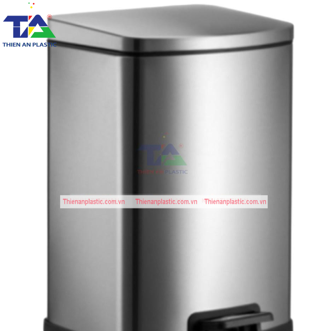 Thùng Rác Inox Đạp Chân Vuông 20 Lít