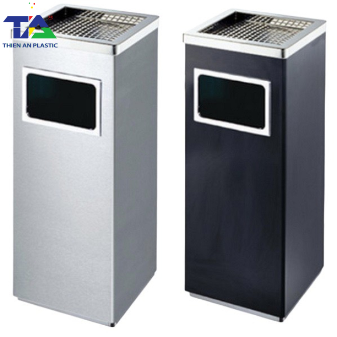 Thùng Rác Inox Gạt Tàn Vuông