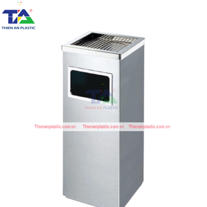 Thùng Rác Inox Gạt Tàn Vuông