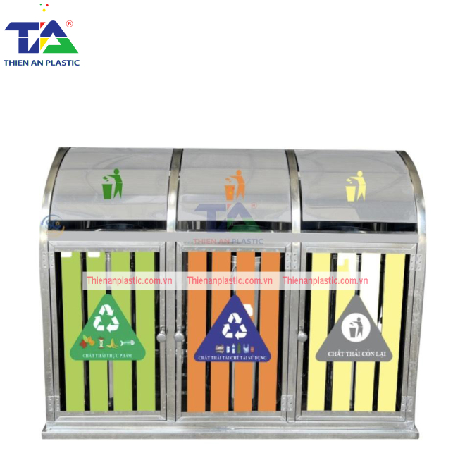Thùng Rác Inox 3 Ngăn